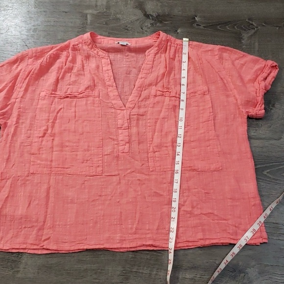 Sundance Coral Deep V Pullover Relaxed Fit Blouse Sz L - Picture 7 of 7